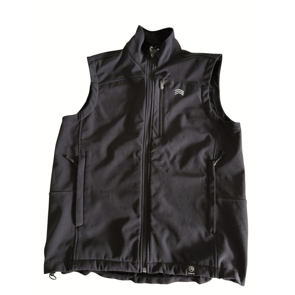 Solaris Full Zip Vest Men's Size Medium‎ Black Softshell Lined Golf Outdoors